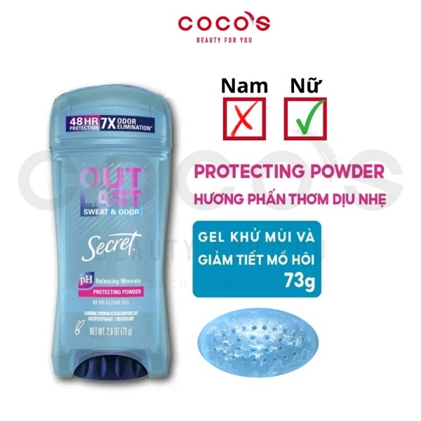Gel Ngăn Tiết Mồ Hôi Và Khử mùi Secret Nhiều Mùi Hương 73g