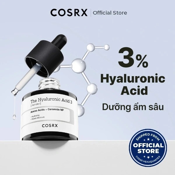 Serum Cosrx The Hyaluronic Acid 3, Serum Cấp Ẩm, Serum Dưỡng Ẩm 20ml