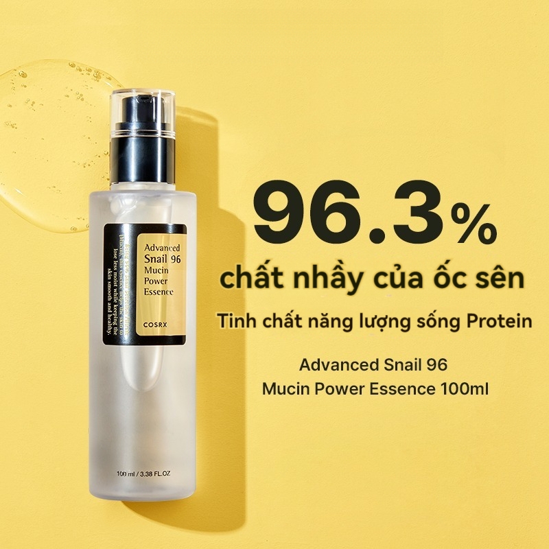 Tinh Chất Cosrx Advanced Snail 96 Essence, Serum Ốc Sên, Serum Tái Tạo, Serum Dưỡng Ẩm 100ml
