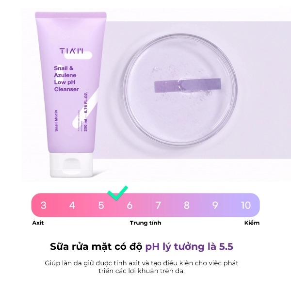 Sữa Rửa Mặt Tia’m Snail & Azulene Low pH Cleanser 200ml