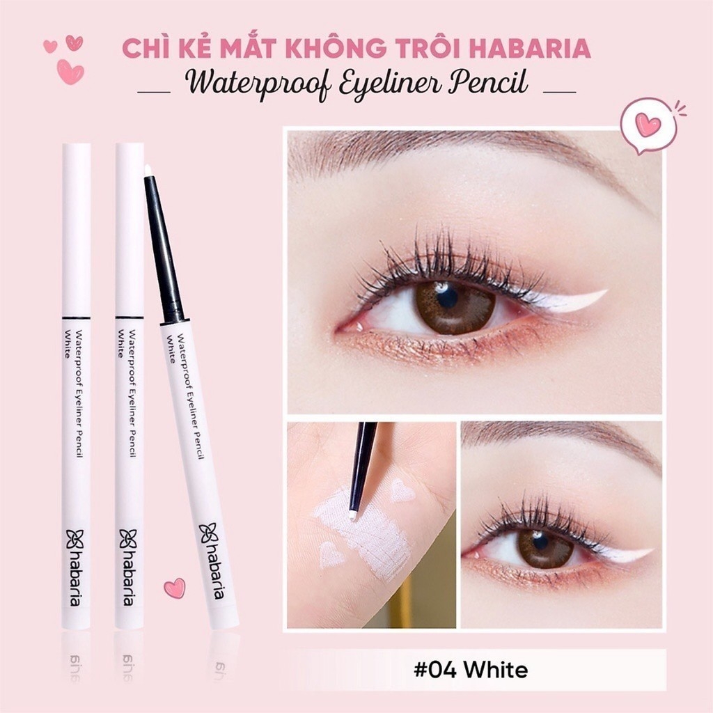 Chì Kẻ Mắt Habaria Waterproof Eyeliner Pencil, Chì Kẻ Mắt Sáp, Chì Kẻ Mắt Mềm Mịn, Lâu Trôi 0.2 gam