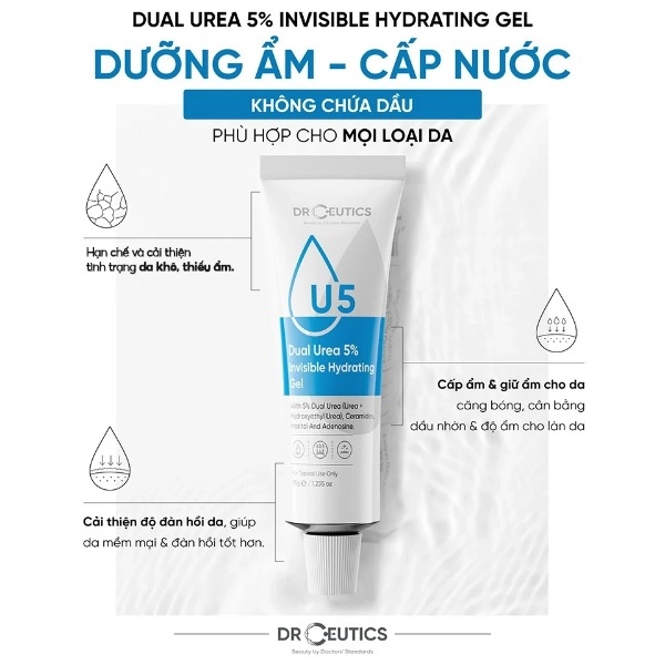 Kem Dưỡng Ẩm Drceutics Dual Urea 5%, Kem Cấp Ẩm Dưỡng Da 35g