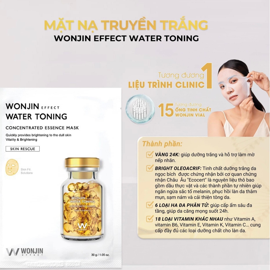 Combo 10 Mặt Nạ Wonjin Cấp Ẩm, Làm Dịu, Cung Cấp Collagen (27g/ 30g x 10 miếng)