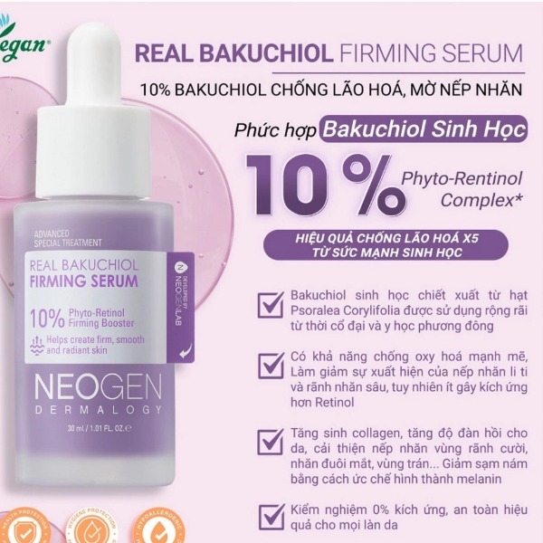 Serum Neogen Dermalogy Real Bakuchiol 10% Firming Ngừa Lão Hóa, Mờ Nếp Nhăn 30ml