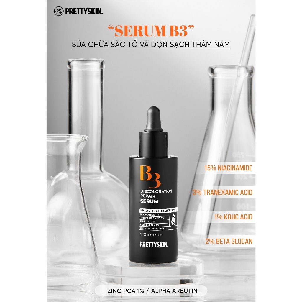 Tinh chất B3 Pretty Skin Discoloration Repair Serum Mờ Thâm, Serum Hồi Phục Da 50ml