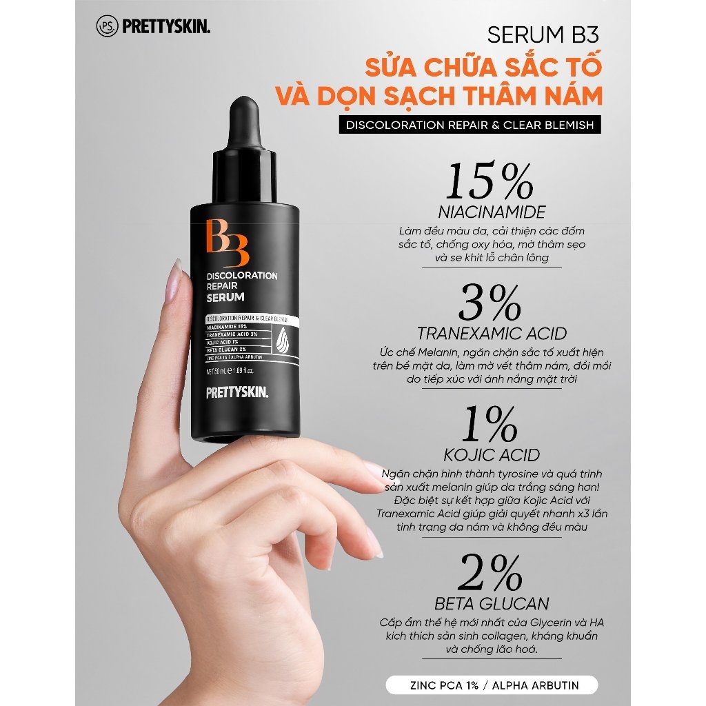Tinh chất B3 Pretty Skin Discoloration Repair Serum Mờ Thâm, Serum Hồi Phục Da 50ml