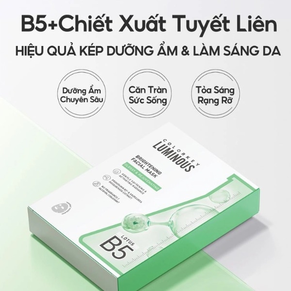 Combo 10 Mặt Nạ Colorkey Luminous B5 Facial Mask  Dưỡng Ẩm, Làm Dịu, Sáng Da, Giảm Mụn 25ml