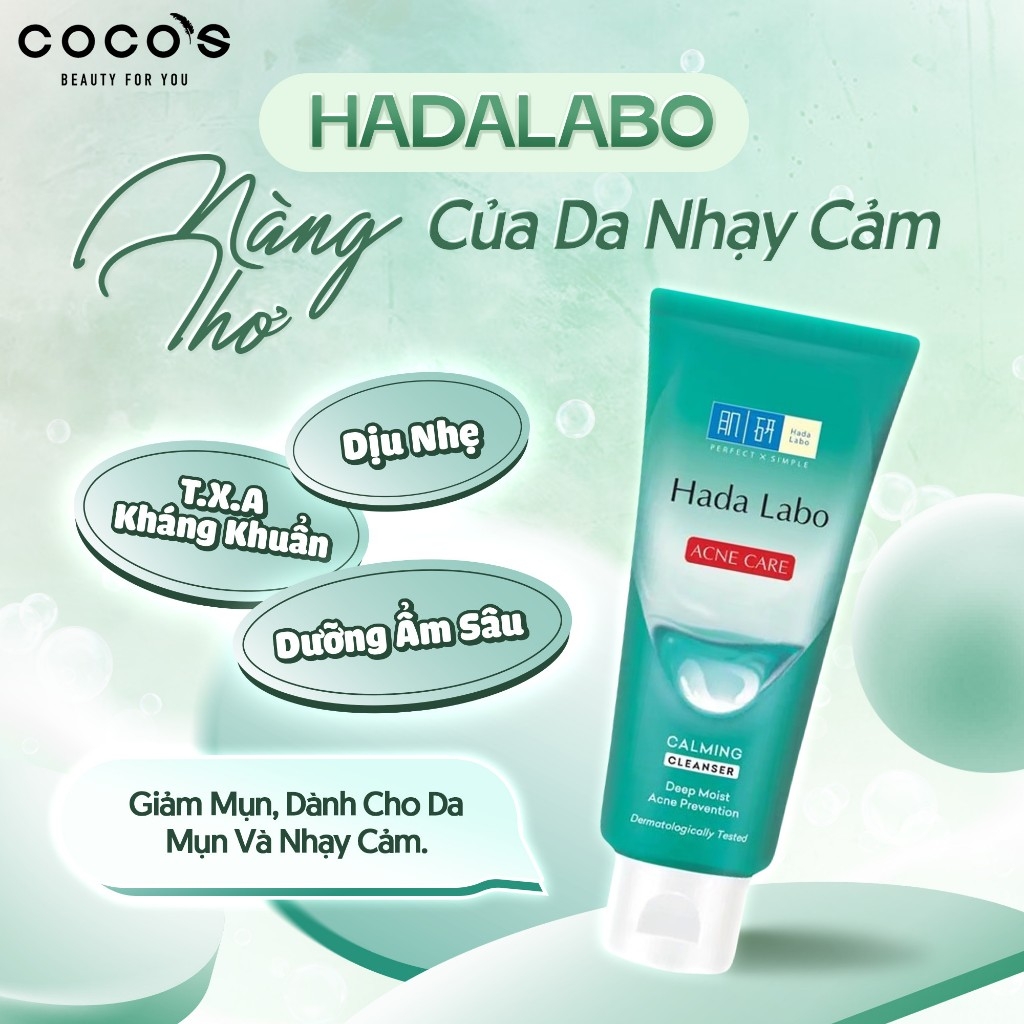 Kem Rửa Mặt Hada Labo Acne Care Calming Cleanser, Sửa Rửa Mặt Cho Da Mụn Và Nhạy Cảm 80g