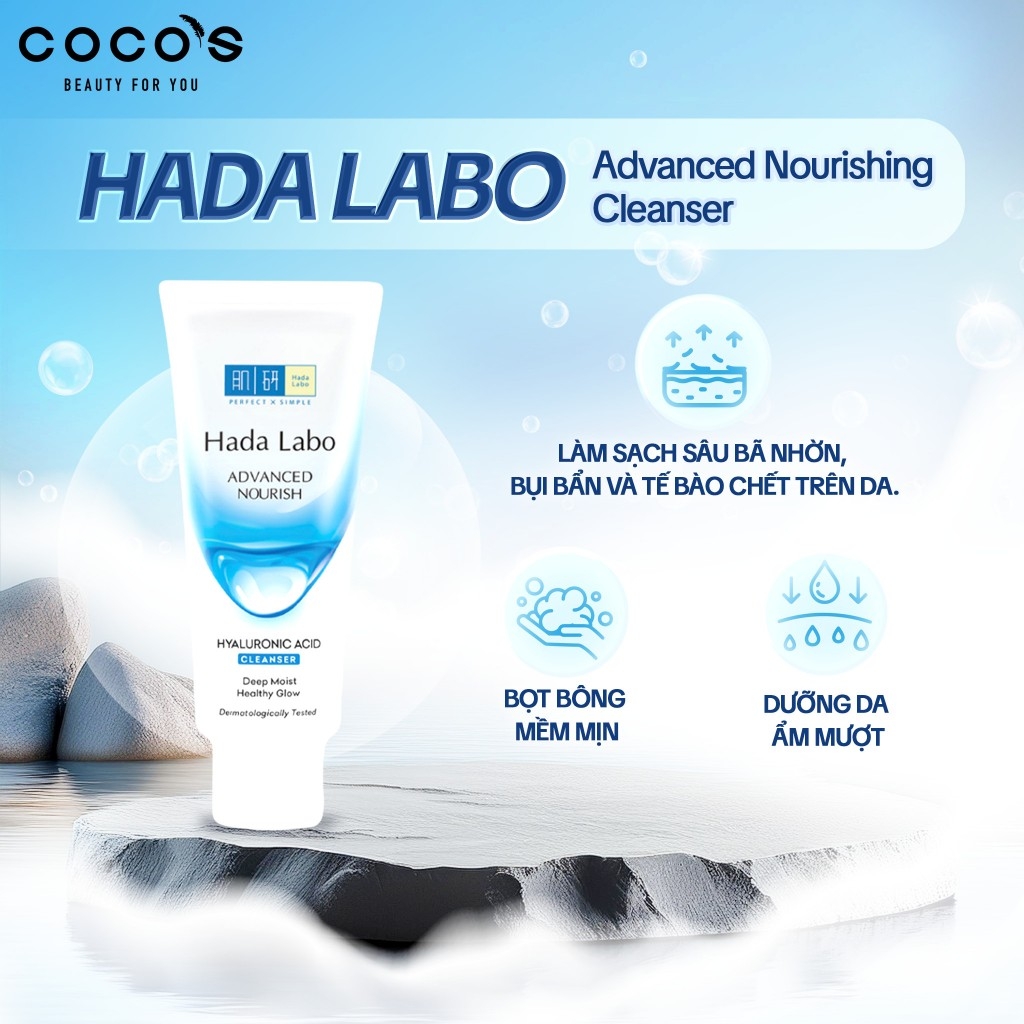 Kem Rửa Mặt Hada Labo Sạch Sâu Dưỡng ẨmAdvanced Nourish Hyaluronic Acid Cleanser 80g