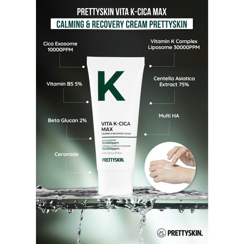 Kem Dưỡng Pretty Skin Vita K-Cica Max Calming & Recovery Cream, Kem Dưỡng Giảm Mụn, Kem Dưỡng Phục Hồi 60ml
