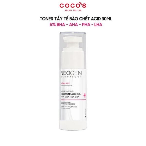 Toner Neogen Dermalogy Treatment Acid 5% AHA - BHA - PHA - LHA Tẩy Tế Bào Chết, Dưỡng Sáng, Giảm Mụn 150ml