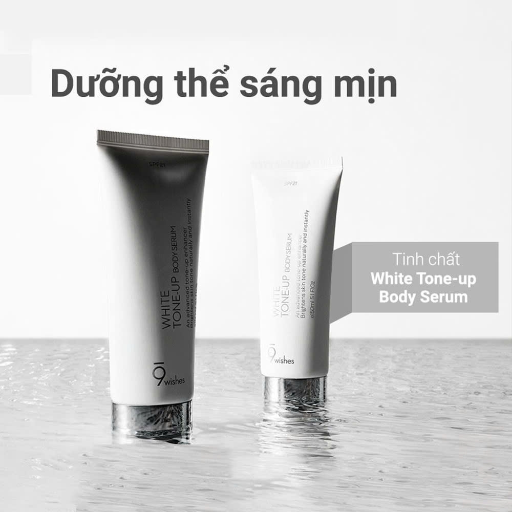 Tinh Chất Dưỡng Thể 9Wishes White Tone-up Body Serum Kem Dưỡng Thể Nâng Tone, Sáng Da 150ml