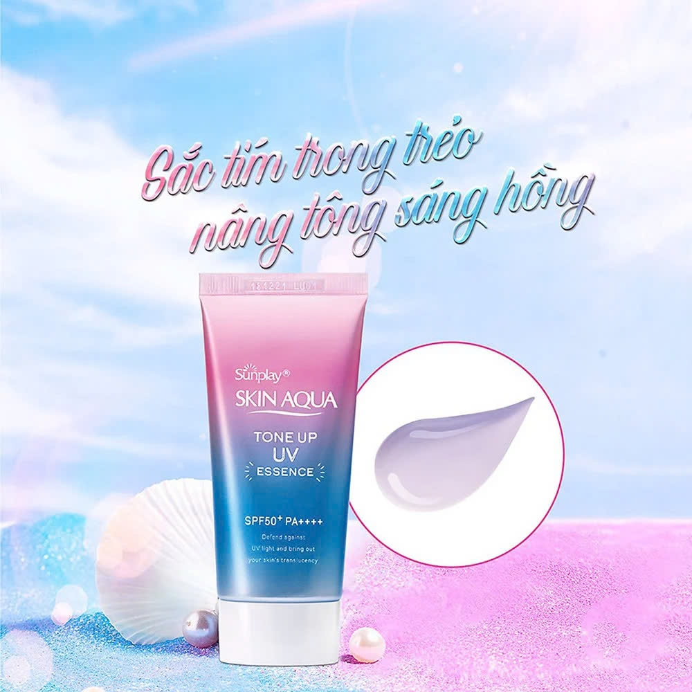 Tinh chất chống nắng Sunplay Skin Aqua Tone Up UV Essence Lavender nâng tông SPF50+ PA++++ 50g
