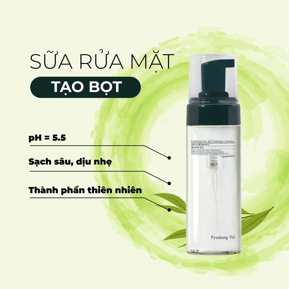 Sữa Rửa Mặt Tạo Bọt Làm Sạch Sâu Và Dịu Da Calming Low Ph Foaming Cleanser Pyunkang Yul 150ml