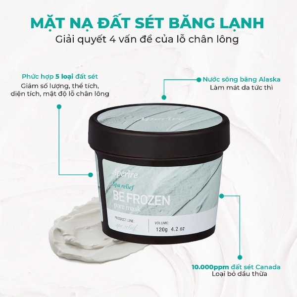 Mặt Nạ Đất Sét Aperire Spa Relief Pore Mask Sạch Sâu Dầu Nhờn, Thu Nhỏ Lỗ Chân Lông 120g