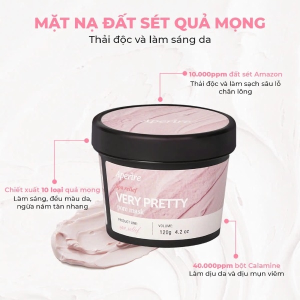 Mặt Nạ Đất Sét Aperire Spa Relief Pore Mask Sạch Sâu Dầu Nhờn, Thu Nhỏ Lỗ Chân Lông 120g