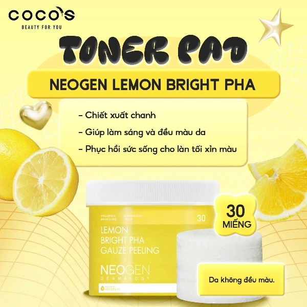 Toner Pad Neogen Dermalogy, Tẩy Da Chết, Kiềm Dầu, Dưỡng Ẩm, Thu Nhỏ Lỗ Chân Lông 30/60/90 Miếng