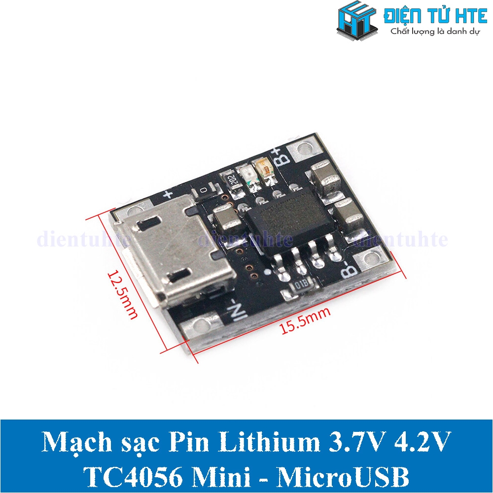 Mạch sạc Pin 4056 TC4056 Mini 1A 4.2V - MicroUSB 5V | Điện Tử HTE