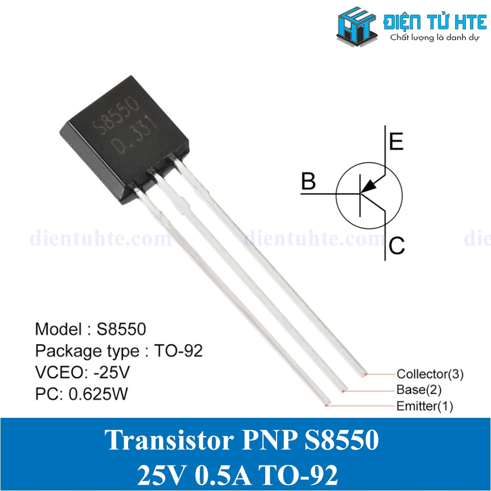 Transistor NPN S8050 PNP S8550 0.5A 25V chân cắm TO-92 | Điện Tử HTE