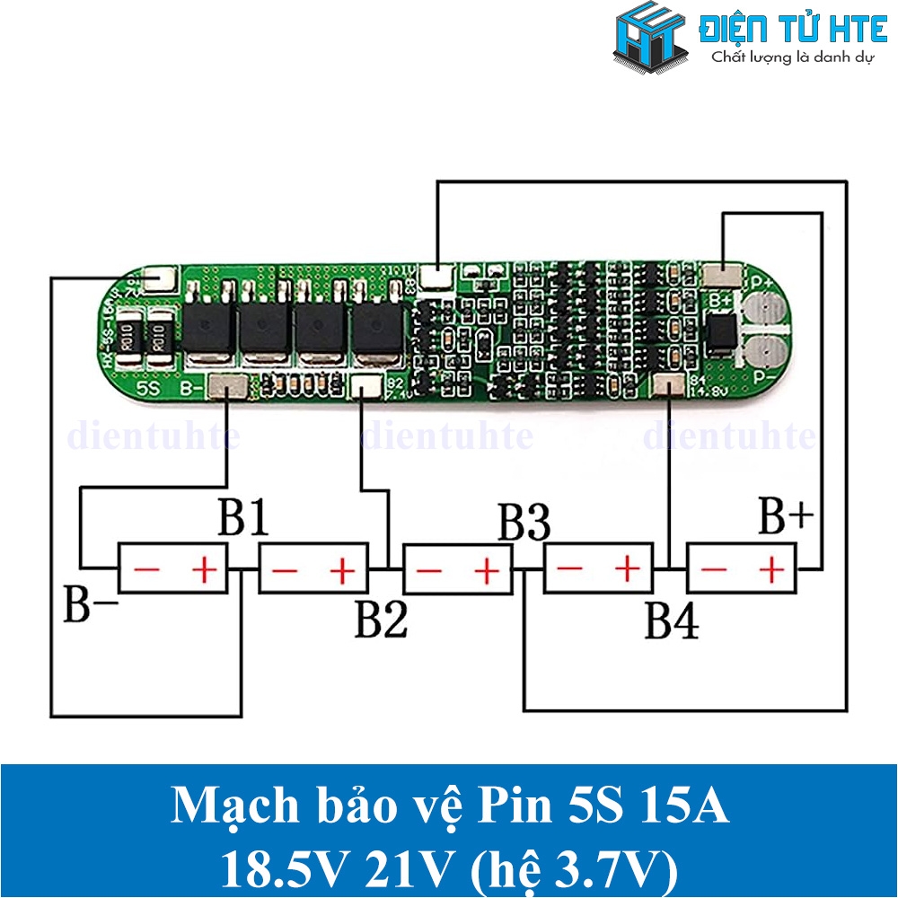 Mạch BMS Bảo vệ Pin 5S 21V 15A | Điện Tử HTE