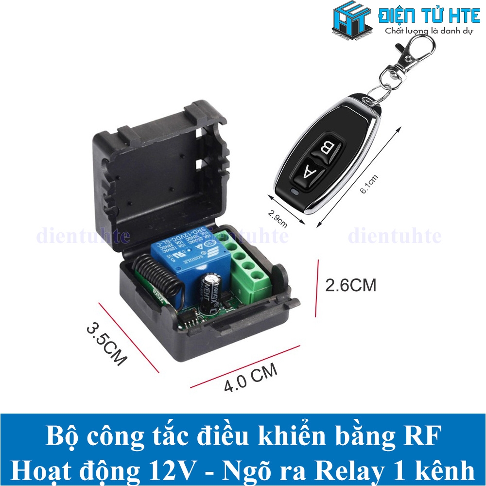 Bộ công tắc điều khiển RF 12V 1 kênh ngõ ra Relay kèm Remote 2 nút ...