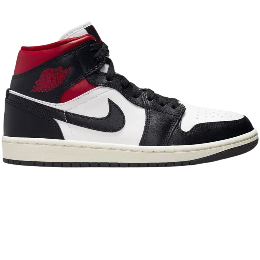 Nike Air Jordan 1 Mid Black Sail Gym Red | BQ6472-061