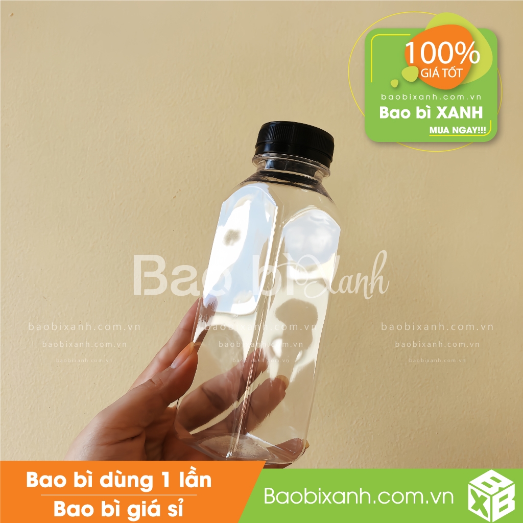 CHAI NHỰA TRÒN 330ML NẮP ĐEN PHÙ HỢP KINH DOANH ĐỒ UỐNG MANG ĐI