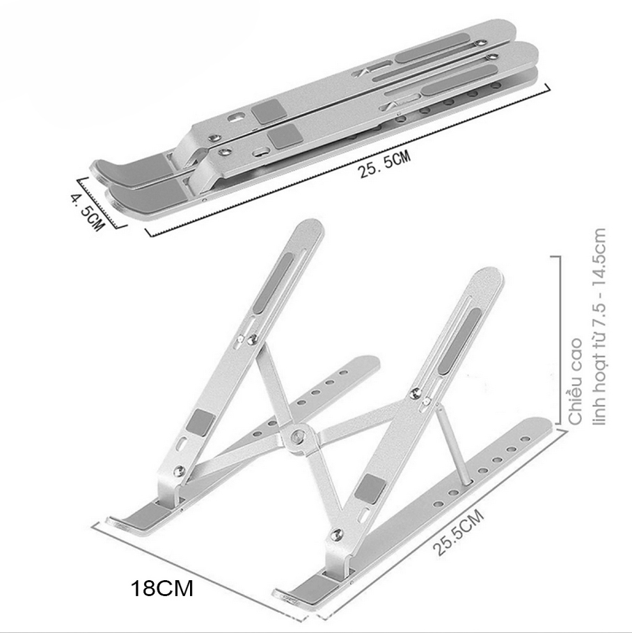 Standy Giá Đỡ Tản Nhiệt Laptop, iPad Xếp Gọn Thông Minh Chất Liệu Hợp Kim Cao Cấp Chắc Chắn