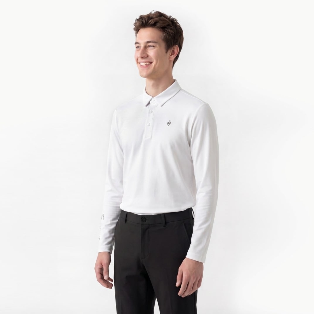 Áo Polo dài tay le coq golf Nam GR121MTL11-WHTE