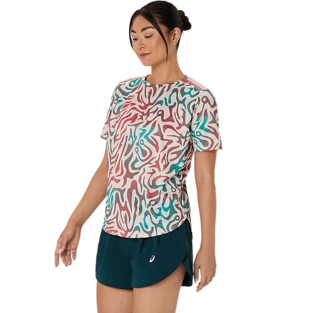 Áo T-shirt chạy bộ ASICS ROAD ALL OVER PRINT SS TOP Nữ - 2012D225.200