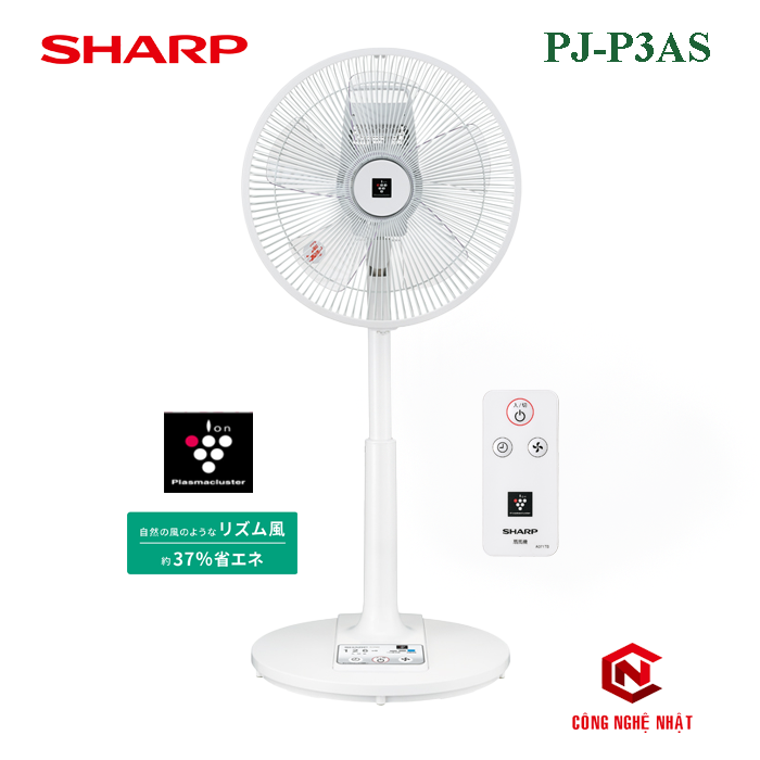 Quạt Điện SHARP PJ-P3AS Điều Khiển Từ Xa 5 Cánh [Model 2022]