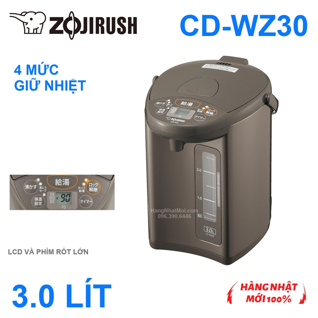 Bình thủy điện Zojirushi CD-WZ30 TM 3 lít bốn mức giữ nhiệt