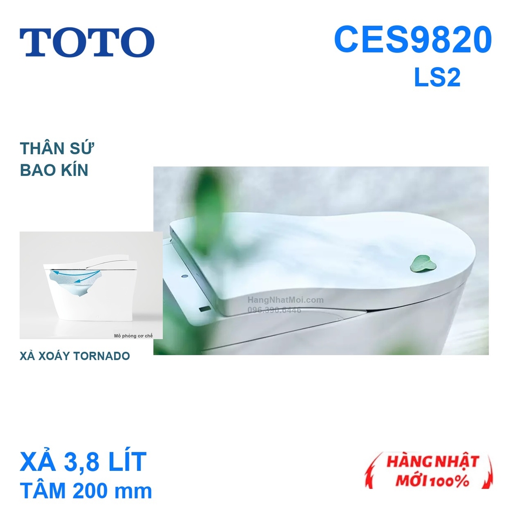 Chi tiết nắp và thân màu trắng không accent của TOTO NEOREST LS2 CES9820