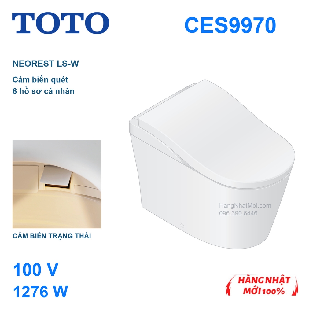 TOTO NEOREST LS-W CES9970, 100V 1276W, cảm biến trạng thái và sáu hồ sơ cá nhân