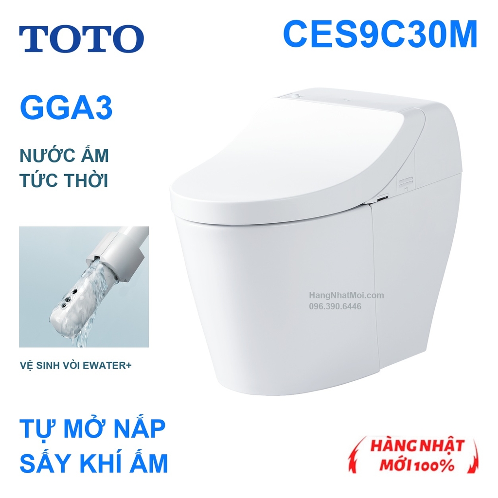 Bồn cầu thông minh TOTO CES9C30M GGA3 trắng NW1, tự mở nắp, sấy khí ấm, điện100V