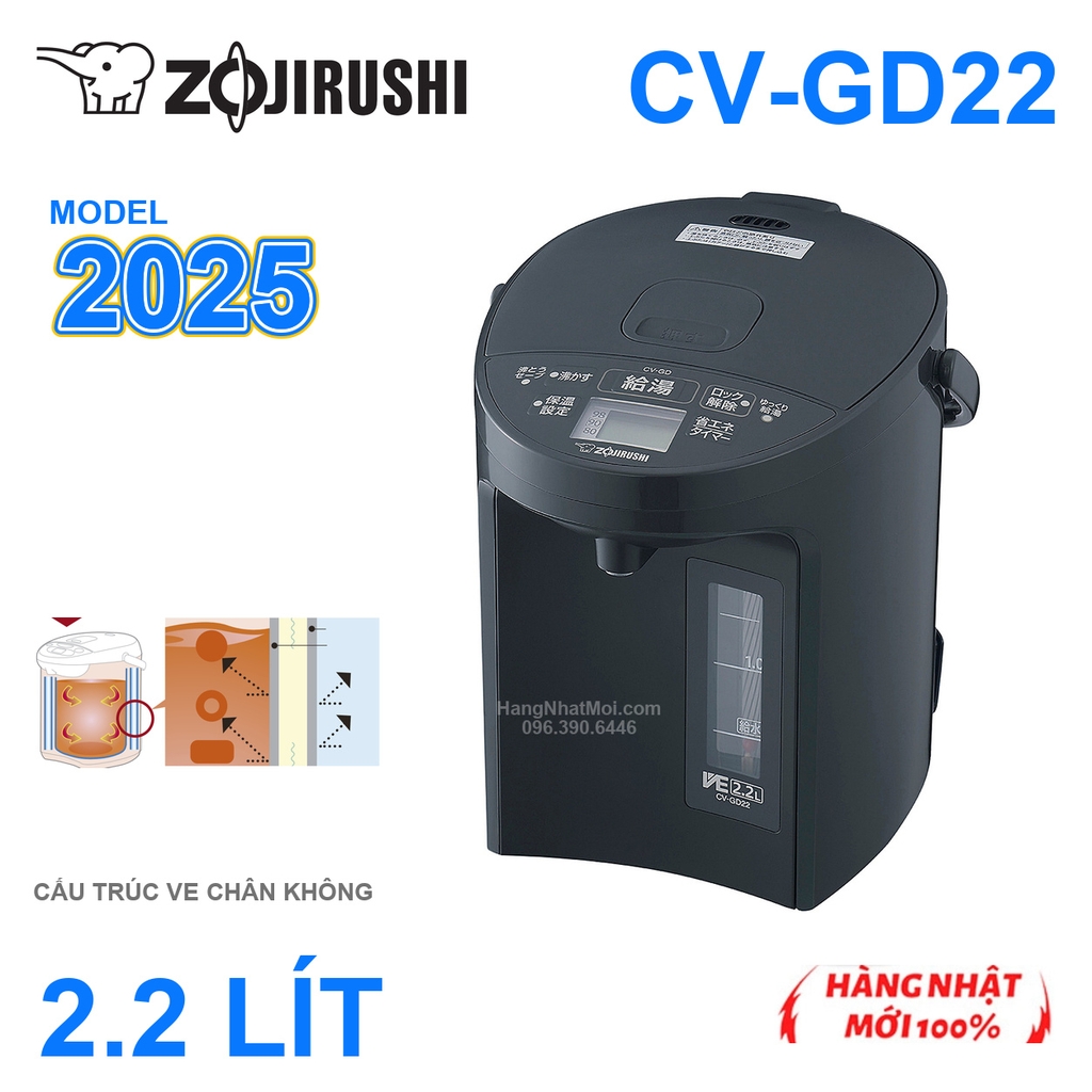 Bình thủy điện Zojirushi CV-GD22 BM 2,2 lít giữ nhiệt chân không VE