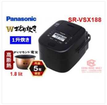 Nồi ﻿cơm điện cao tần áp suất Panasonic SR-VSX188 VIP có ly nước bù ẩm 220℃ chính hãng Nhật Bản mới 97% Model 2018