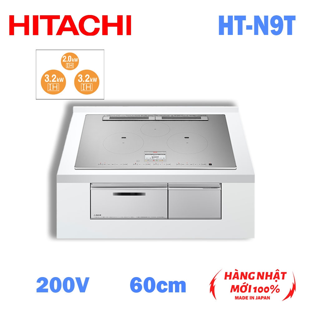 Bếp từ IH âm bàn Tích hợp lò nướng Hitachi HT-N9T 60cm 3 mặt bếp IH