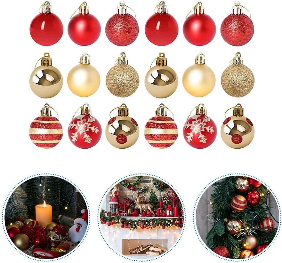 Set 50 Châu 40mm/Tông đỏ vàng [50pcs Christmas Ball Ornaments 40mm/Red and Gold]