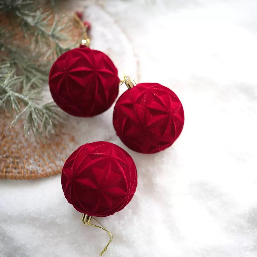 Set 6 Châu Nhung Đỏ đô Họa tiết (size 60mm)