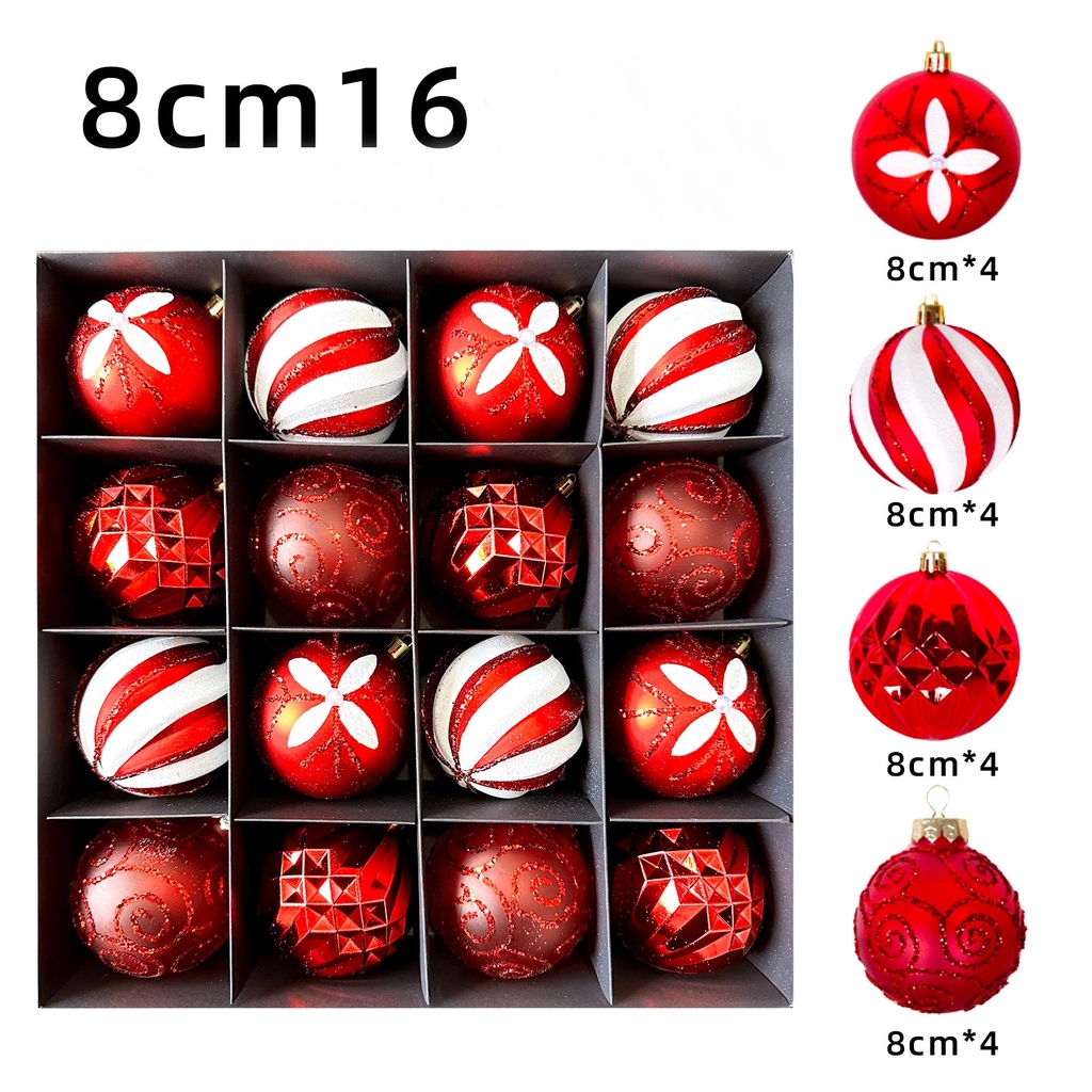 Set 16 Châu 80mm [16pcs Christmas Ball Ornaments 80mm]