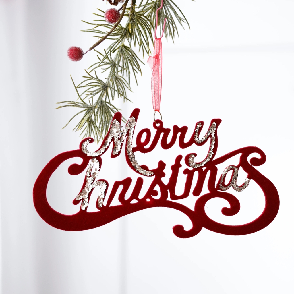 Chữ Merry Xmas màu đỏ đô