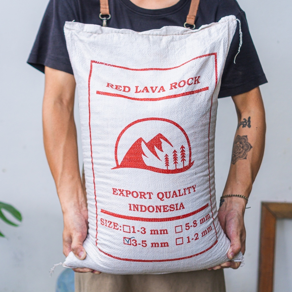 Nguyên bao Đá Lava đỏ size 3-6mm (25kg) - Red Lava Rock Indonesia - Chuyên cho Sen đá - Hồ cá - Kiểng lá | Joy Garden