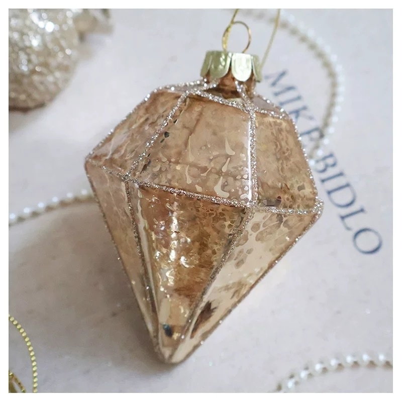 Đồ treo cây thông bằng thủy tinh luxury màu Hổ phách