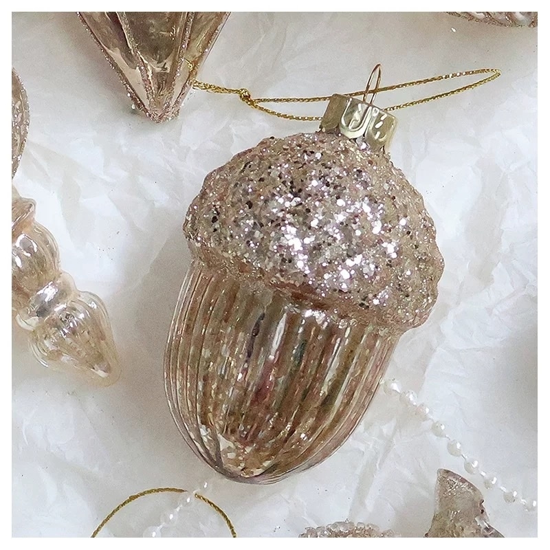 Đồ treo cây thông bằng thủy tinh luxury màu Hổ phách