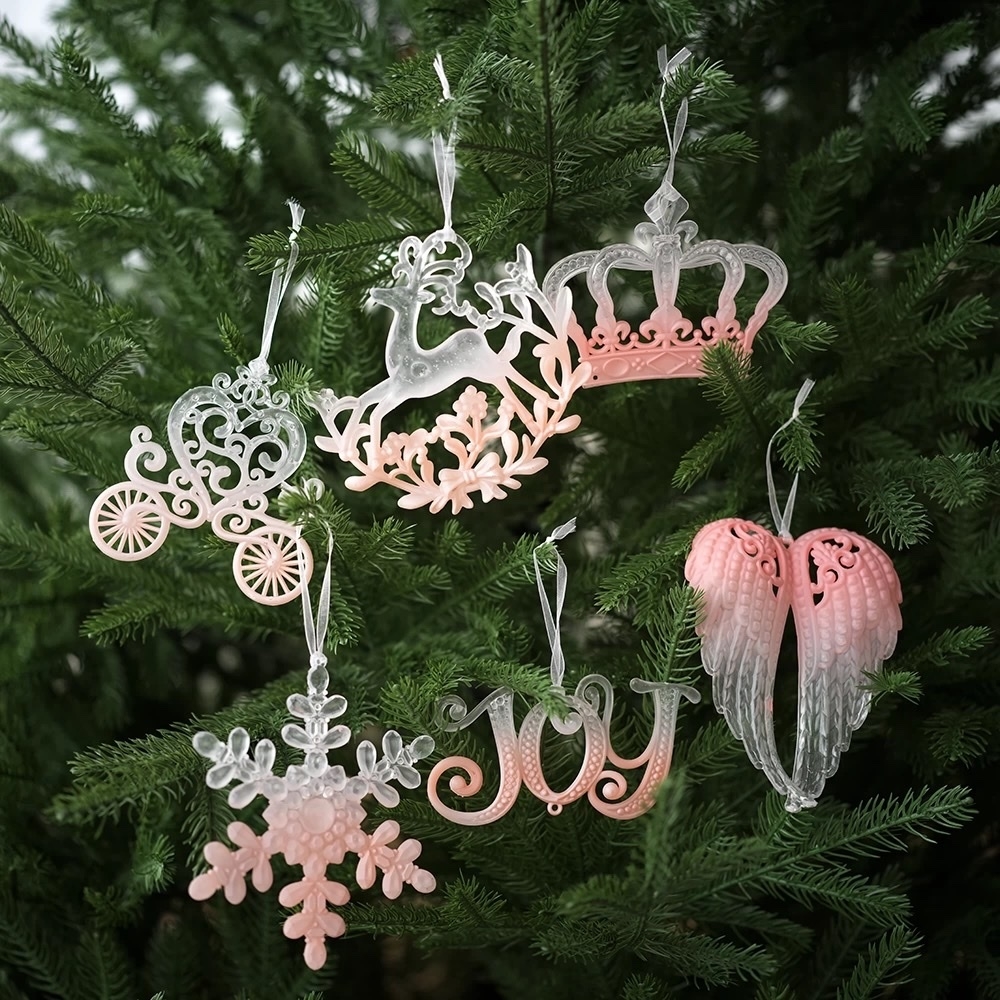 Đồ treo cây thông Tông Trắng Hồng sang trọng