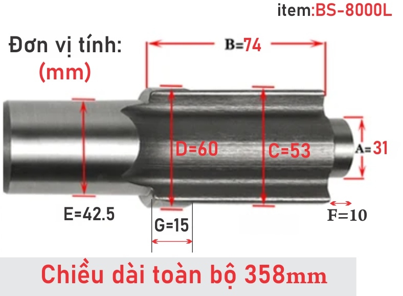 Trục cốt súng 1 inch B600/800L