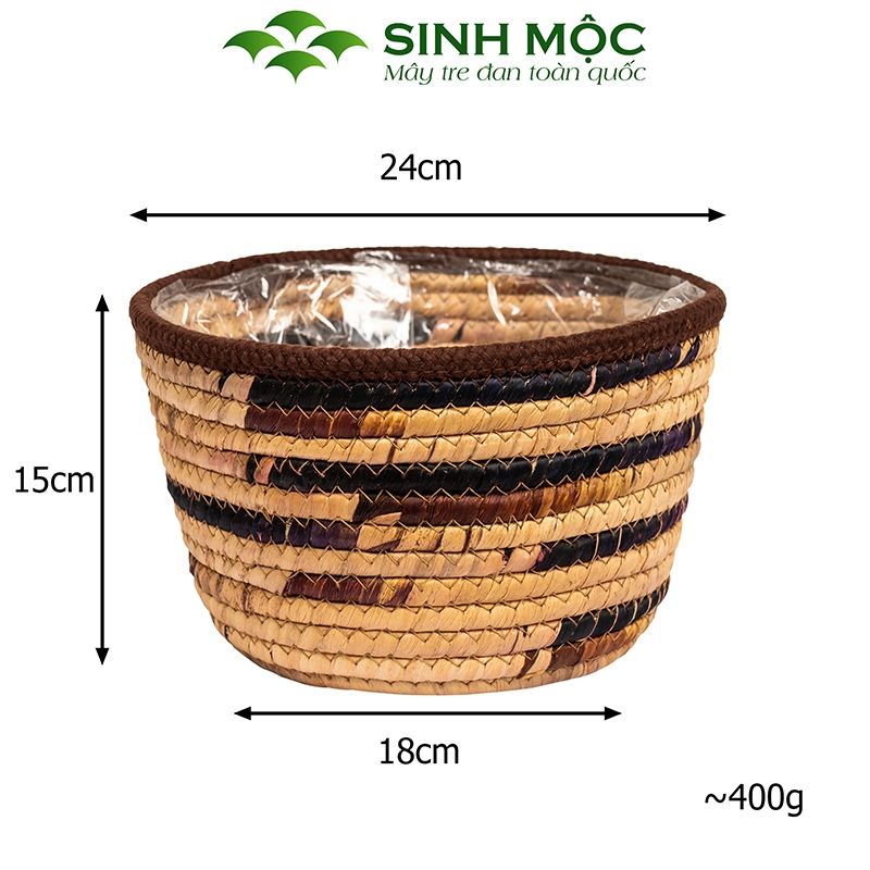 Chậu cây lục bình, chậu cây trang trí, giỏ lục bình, chậu cây để bàn, decor chụp ảnh Sinh Mộc - M1022