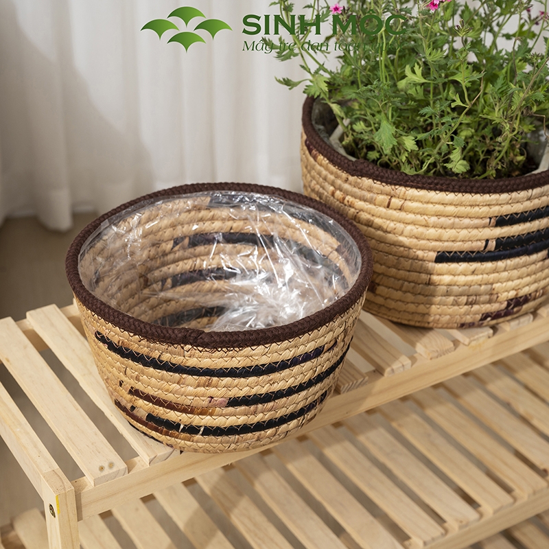 Chậu cây lục bình, chậu cây trang trí, giỏ lục bình, chậu cây để bàn, decor chụp ảnh Sinh Mộc - M1022