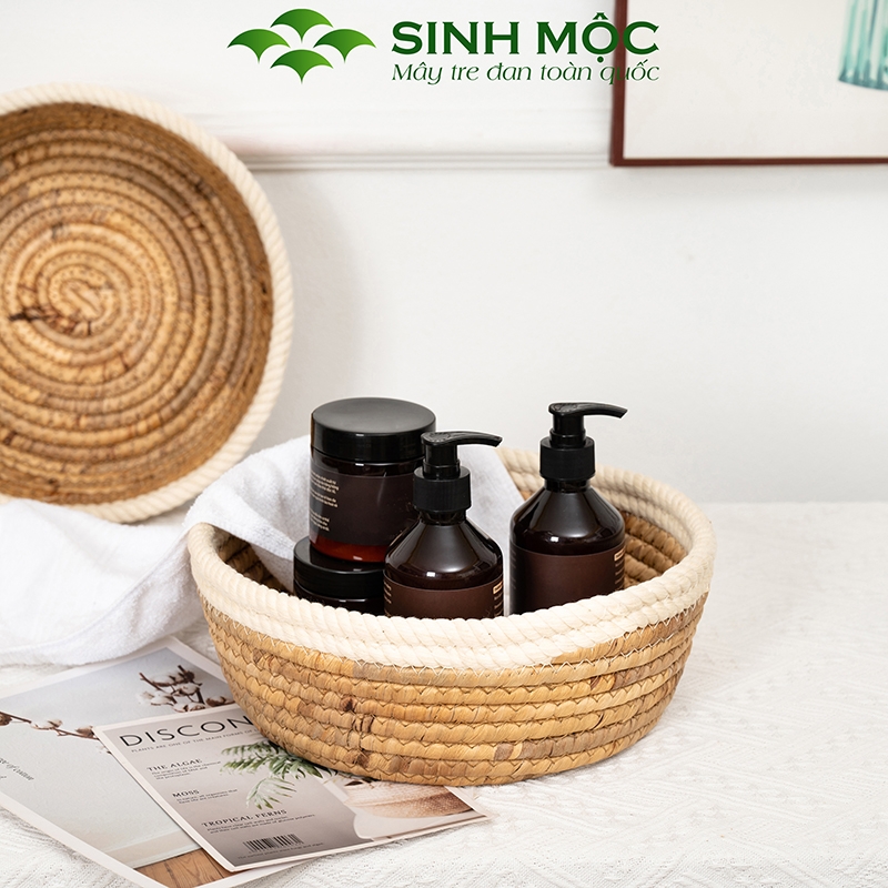 {Giá rẻ} Khay lục bình miệng cotton, ổ mèo lục bình, khay decor đựng đồ cá nhân - M1001